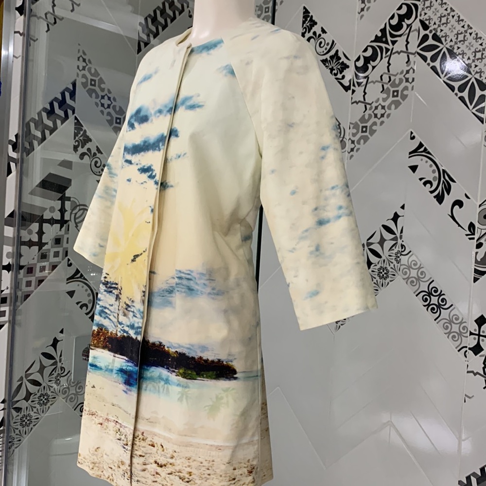 NWOT🌸424 FIFTH Lord & Taylor Tropical Palm Beach Print Dress Jacket